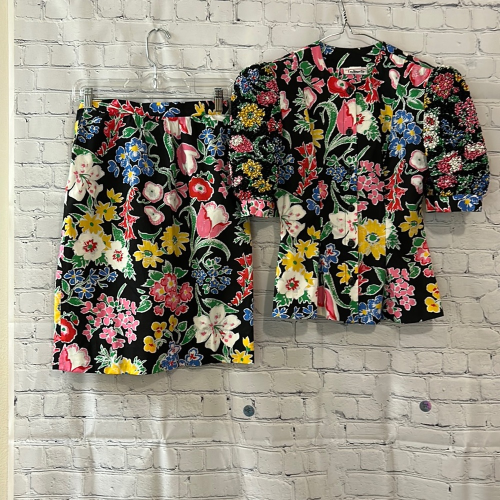 Rare Talbots Vintage Union Labeled Floral Two Piece Skirt Set SZ 4